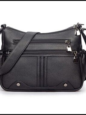 Soft PU Leather Shoulder Handbag Multi Pocket Crossbody Satchel